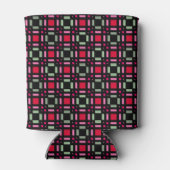 Geometrisch plaid groen rood zwart strepen blikjeskoeler (Achterkant)