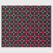 Geometrisch plaid groen rood zwart strepen cadeaupapier (Vlak)