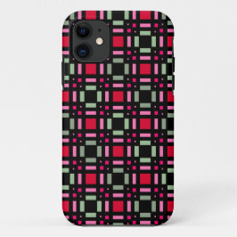 Geometrisch plaid groen rood zwart strepen Case-Mate iPhone case