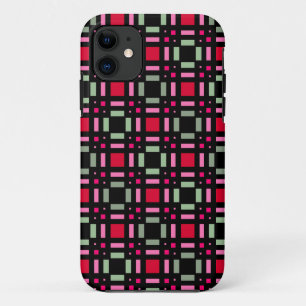 Geometrisch plaid groen rood zwart strepen Case-Mate iPhone case