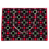 Geometrisch plaid groen rood zwart strepen groot cadeauzakje (Voorkant)