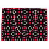 Geometrisch plaid groen rood zwart strepen groot cadeauzakje (Achterkant)