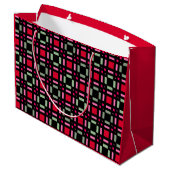 Geometrisch plaid groen rood zwart strepen groot cadeauzakje (Achterkant Gekanteld)