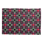 Geometrisch plaid groen rood zwart strepen kussensloop (Achterkant)