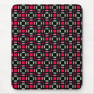 Geometrisch plaid groen rood zwart strepen muismat
