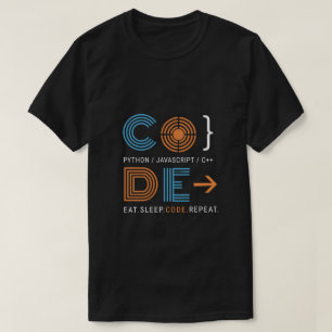 Geometrisch programmeercode Eten Slapen Herhalen C T-shirt