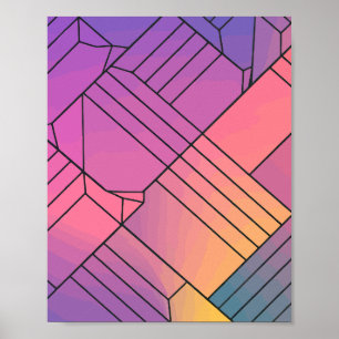 Geometrisch raster doorsnijden met verloopkleur poster