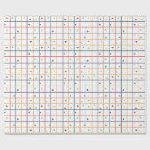 Geometrisch rasterpatroon met verspreide harten cadeaupapier (Vlak)