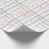 Geometrisch rasterpatroon met verspreide harten cadeaupapier (Hoek)