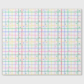 Geometrisch rasterpatroon met verspreide harten cadeaupapier (Vlak)