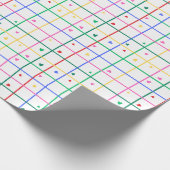 Geometrisch rasterpatroon met verspreide harten cadeaupapier (Hoek)