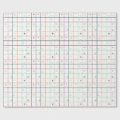 Geometrisch rasterpatroon met verspreide harten cadeaupapier (Vlak)