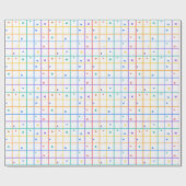 Geometrisch rasterpatroon met verspreide harten cadeaupapier (Vlak)