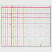 Geometrisch rasterpatroon met verspreide harten cadeaupapier (Vlak)