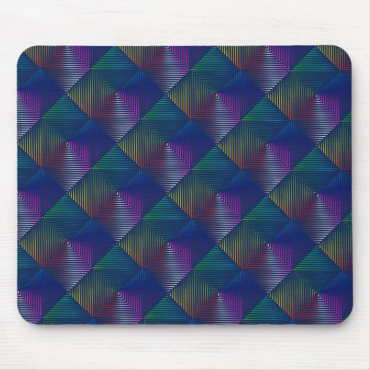 Geometrisch regenboogontwerp op blauw muismat (Voorkant)