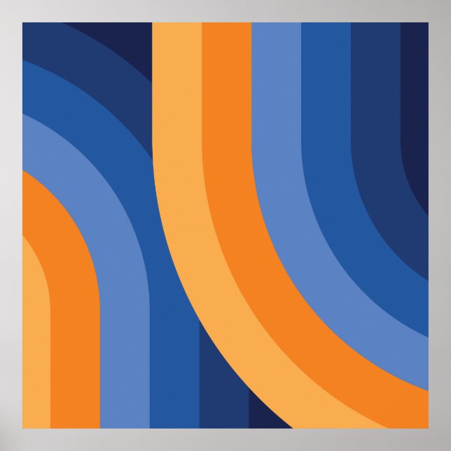 Geometrisch regenboogpatroon in marineblauw Sinaas Poster (Voorkant)