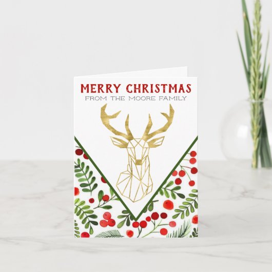 Geometrisch rendier Gevouwen Kerst Kaart - blank (Voorkant)