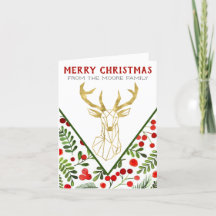 Geometrisch rendier Gevouwen Kerst Kaart - blank