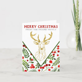 Geometrisch rendier Gevouwen Kerst Kaart - blank