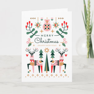 Geometrisch rendier Kerstmis Feestdagen Kaart