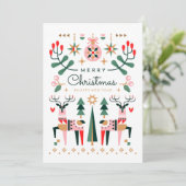 Geometrisch rendier Kerstmis Feestdagenkaart (Staand voorkant)