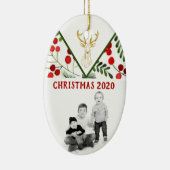 Geometrisch rendier Modern Holly Photo Ornament (Rechts)