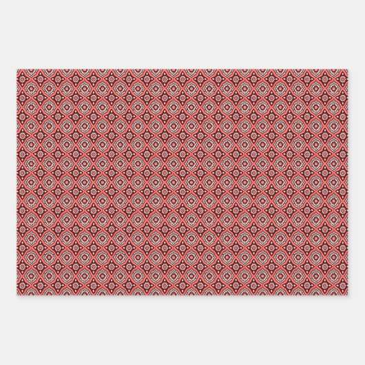 Geometrisch retroflowerpatroon inpakpapier vel (Voorkant 2)