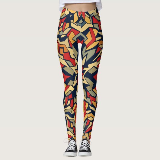 geometrisch retroontwerp leggings (Voorkant)