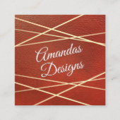 Geometrisch | Rode leren achtergrond Vierkante Visitekaartje (Voorkant)