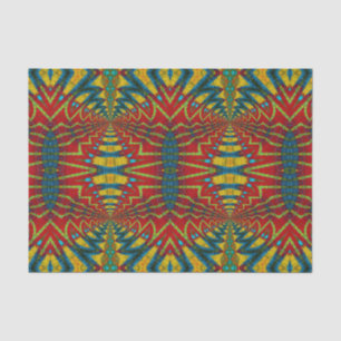 Geometrisch Rood Blauw & Geel Vintage Tribal Etnis Tissuepapier