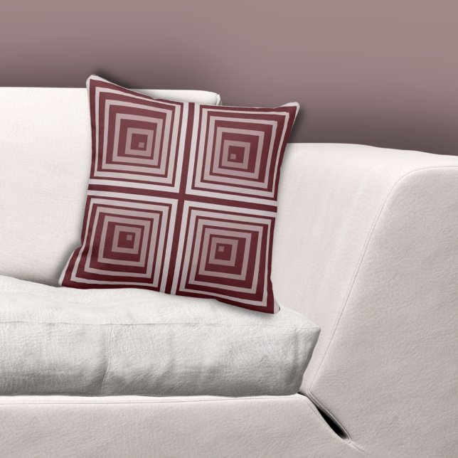 Geometrisch rood genest vierkant hoekig doos patro kussen (Geometric Red Nested Square Cornered Box Pattern Throw Pillow)