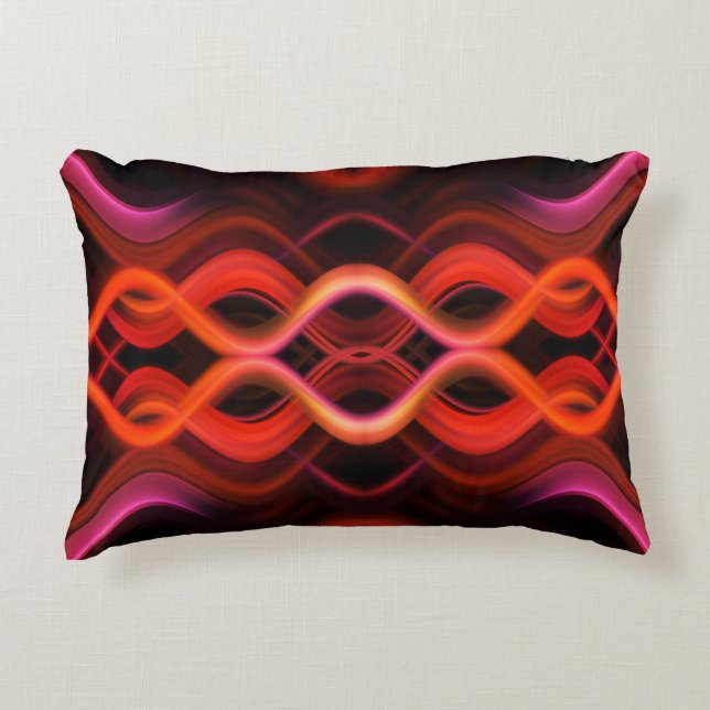 Geometrisch rood golvende lijnen ontwerp. accent kussen (Voorkant)