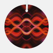 Geometrisch rood golvende lijnen ontwerp. glas ornament (Achterkant)