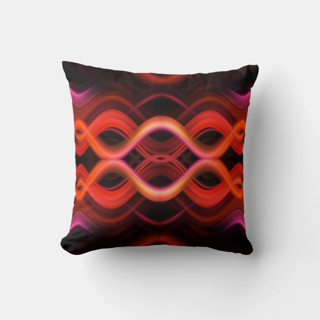 Geometrisch rood golvende lijnen ontwerp. kussen (Voorkant)