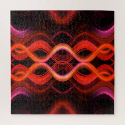Geometrisch rood golvende lijnen ontwerp. legpuzzel (Verticaal)