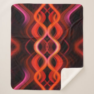 Geometrisch rood golvende lijnen ontwerp. sherpa deken