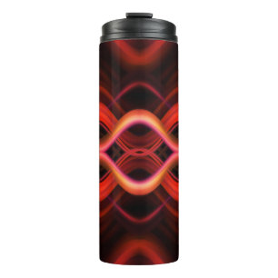 Geometrisch rood golvende lijnen ontwerp. thermosbeker