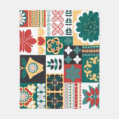 Geometrisch: rood groen Ornament. Fleece Deken (Voorkant)