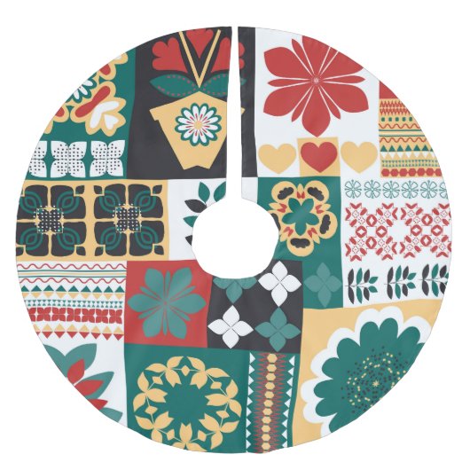 Geometrisch: rood groen Ornament. Kerstboom Rok (Voorkant)