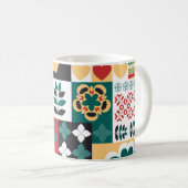 Geometrisch: rood groen Ornament. Koffiemok (Voorkant rechts)