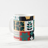 Geometrisch: rood groen Ornament. Koffiemok (Voorkant links)