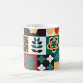 Geometrisch: rood groen Ornament. Koffiemok (Center)