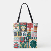 Geometrisch: rood groen Ornament. Tote Bag (Achterkant)