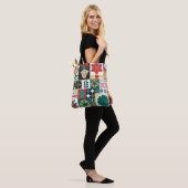 Geometrisch: rood groen Ornament. Tote Bag (Op model)