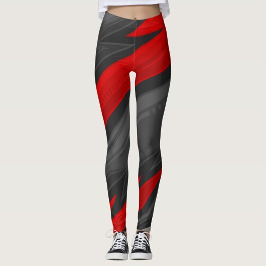 Geometrisch rood leggings (Voorkant)