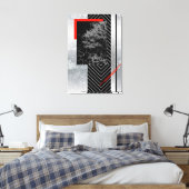 Geometrisch rood, zwart, grijs, moderne canvas kun (Insitu (Slaapkamer))