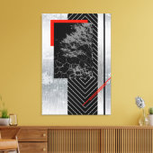 Geometrisch rood, zwart, grijs, moderne canvas kun afdruk (Insitu (Woonkamer))