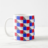 geometrisch Rood zwart-wit & blauw patroon estheti Koffiemok (Links)