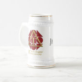 Geometrisch Roos 50e Jubileum 22oz Stein Bierpul (Voorkant links)