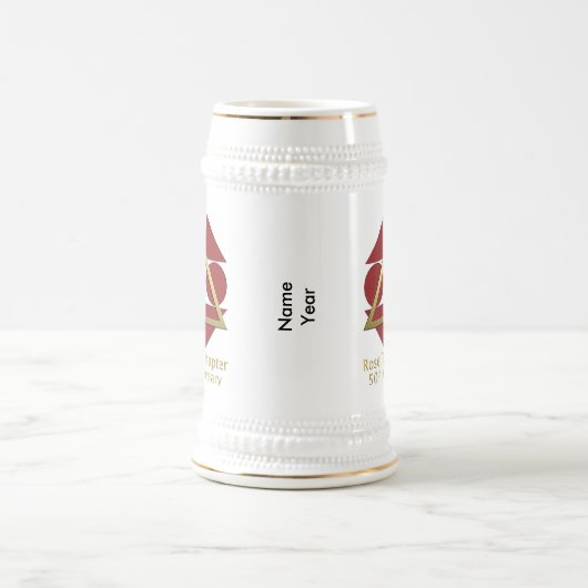 Geometrisch Roos 50e Jubileum 22oz Stein Bierpul (Center)